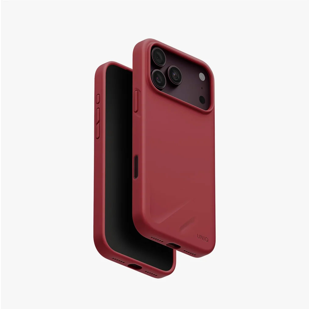 Picture of Apple iPhone 18 Pro Max Case | Uniq Lino Hybrid Silicone Lightweight Magnetic Protection Case with Camera Control Button for iPhone 18 Pro Max - Cranberry Red