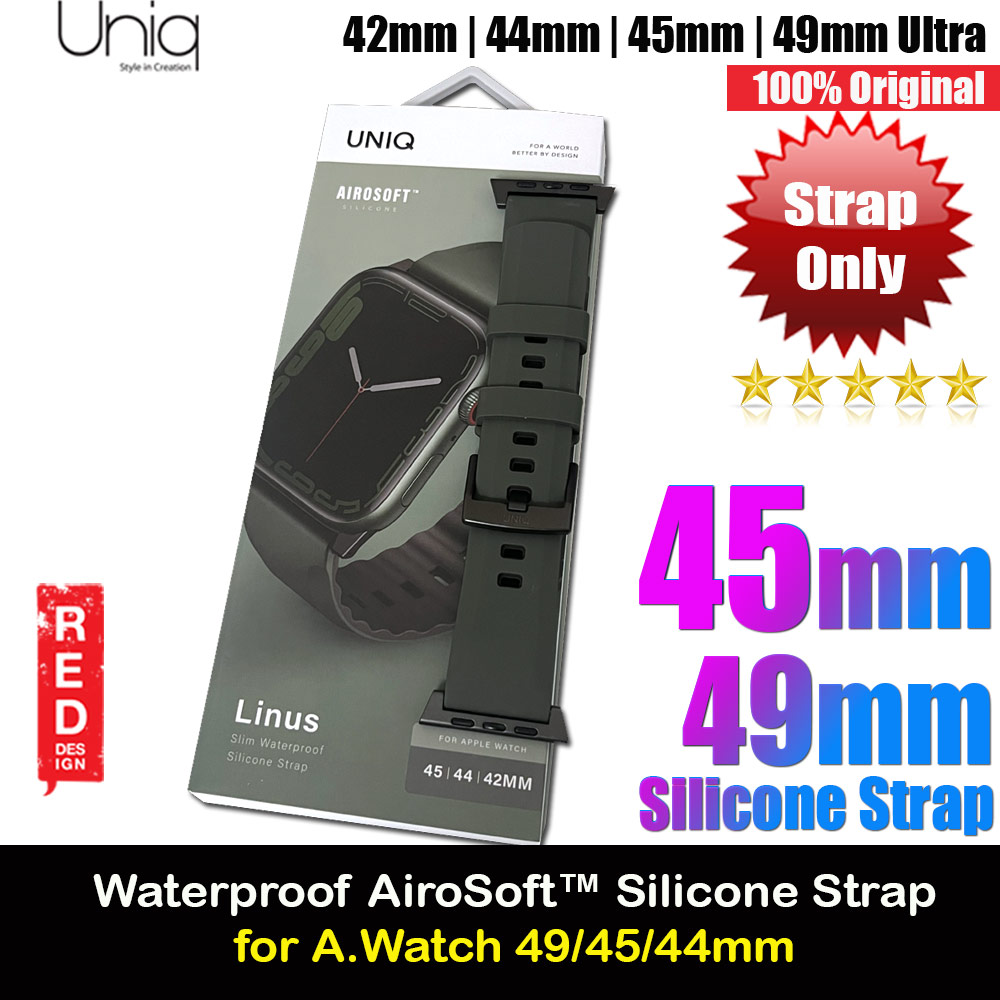 Picture of Uniq Linus Waterproof AiroSoft TM Breathable Silicone Strap Apple Watch 49 Ultra 45mm 44mm 42mm Series 1 2 3 4 5 6 7 SE 8 (Moss Green) Apple Watch 42mm- Apple Watch 42mm Cases, Apple Watch 42mm Covers, iPad Cases and a wide selection of Apple Watch 42mm Accessories in Malaysia, Sabah, Sarawak and Singapore 