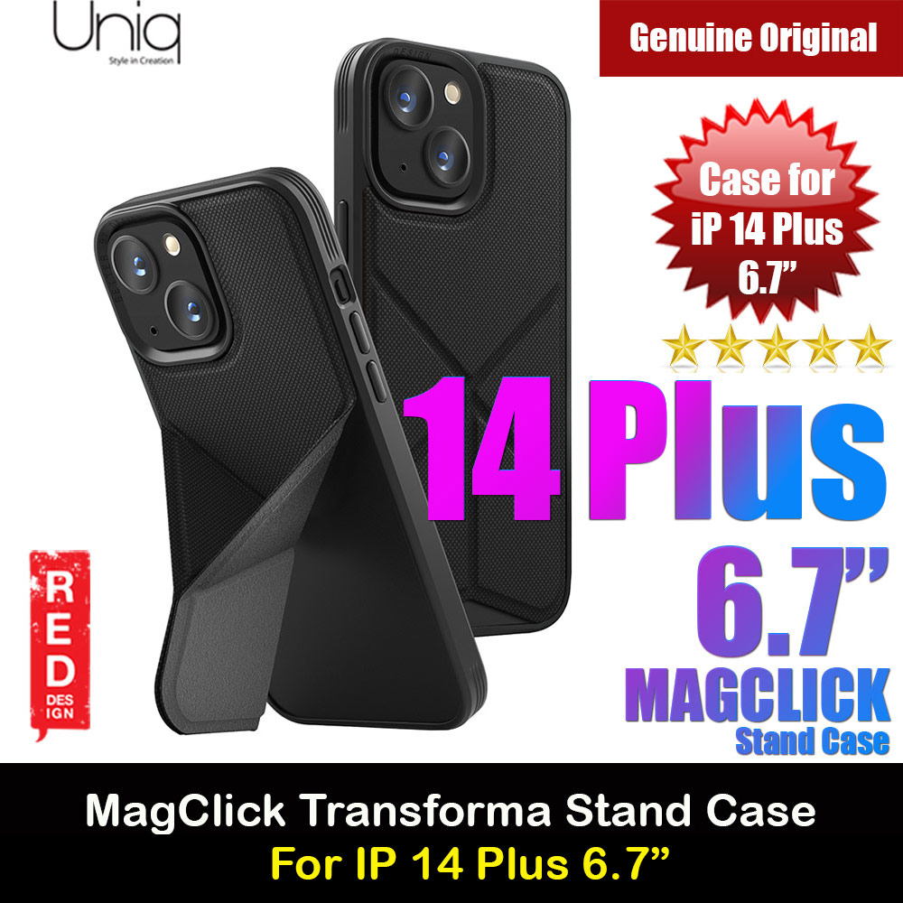 Picture of Uniq MagClick Transforma Drop Protection Stand Case Magsafe Compatible for iPhone 14 Plus 6.7 (Ebony Black) Apple iPhone 14 Plus 6.7- Apple iPhone 14 Plus 6.7 Cases, Apple iPhone 14 Plus 6.7 Covers, iPad Cases and a wide selection of Apple iPhone 14 Plus 6.7 Accessories in Malaysia, Sabah, Sarawak and Singapore 