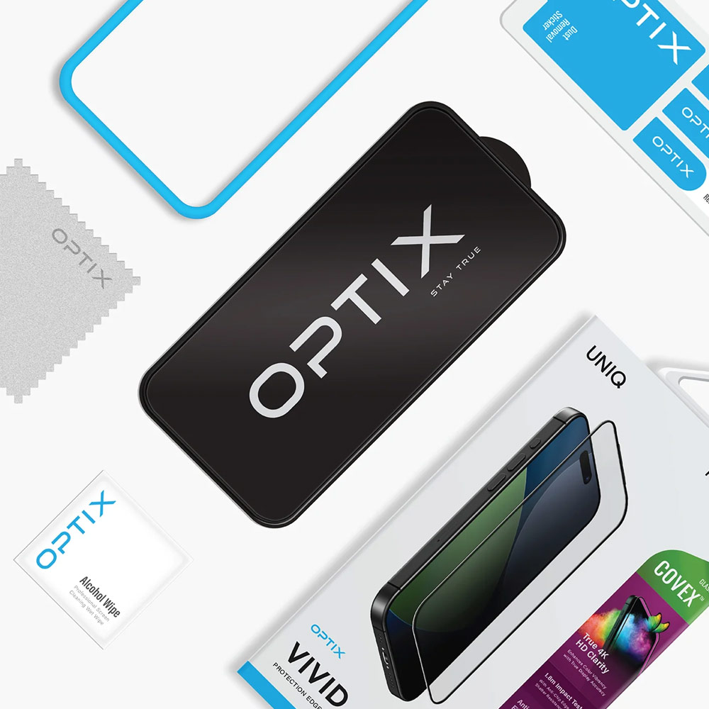 Picture of Apple iPhone 17 Pro Max 6.9 Screen Protector | Uniq Optix Covex Vivid Tempered Glass Screen Protector with Installation Helper Kit for iPhone 17 Pro Max 6.9 (Clear)