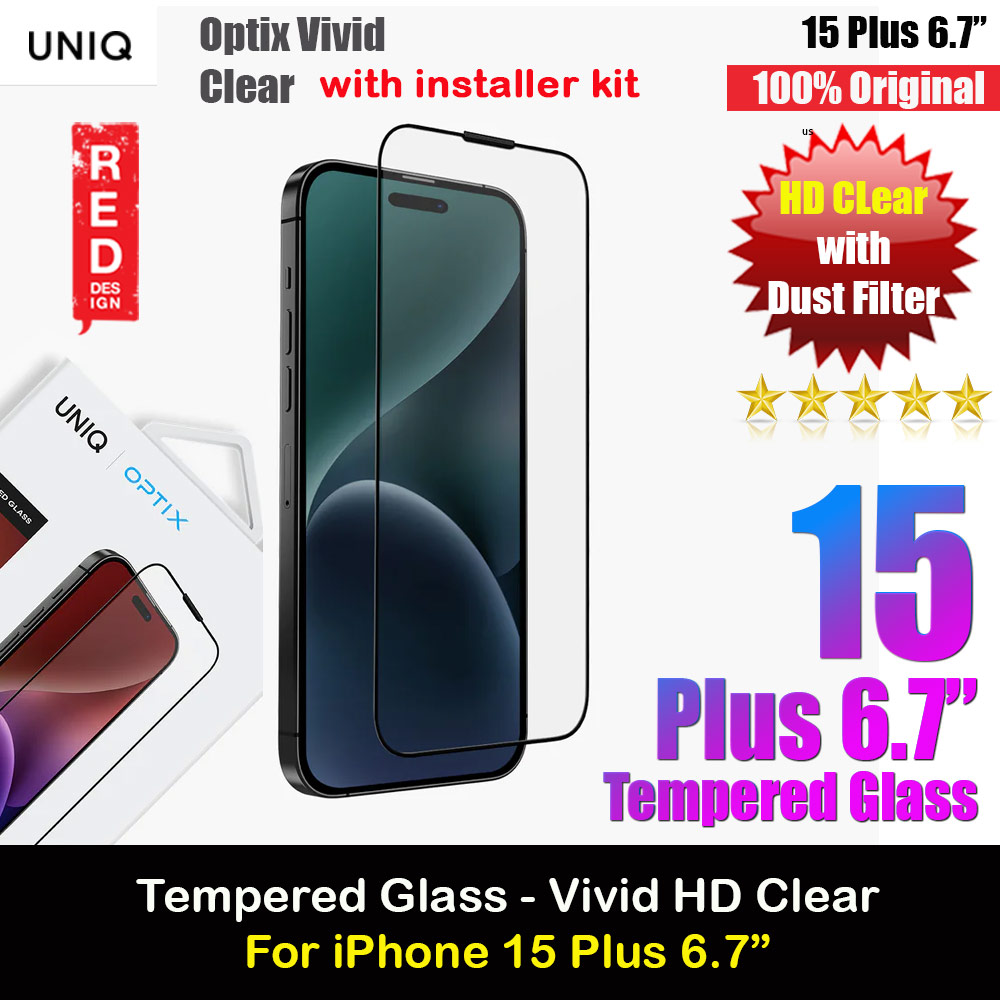 Picture of Uniq Optix Vivid HD Clear 2.85D Tempered Glass Screen Protector with Installation Helper Kit for iPhone 15 Plus 6.7 (HD Clear) Apple iPhone 15 Plus 6.7- Apple iPhone 15 Plus 6.7 Cases, Apple iPhone 15 Plus 6.7 Covers, iPad Cases and a wide selection of Apple iPhone 15 Plus 6.7 Accessories in Malaysia, Sabah, Sarawak and Singapore 