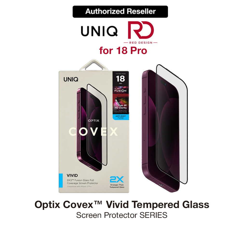 Picture of Uniq Optix Covex Vivid Tempered Glass Screen Protector for iPhone 18 Pro - Clear Apple iPhone 18 Pro- Apple iPhone 18 Pro Cases, Apple iPhone 18 Pro Covers, iPad Cases and a wide selection of Apple iPhone 18 Pro Accessories in Malaysia, Sabah, Sarawak and Singapore 