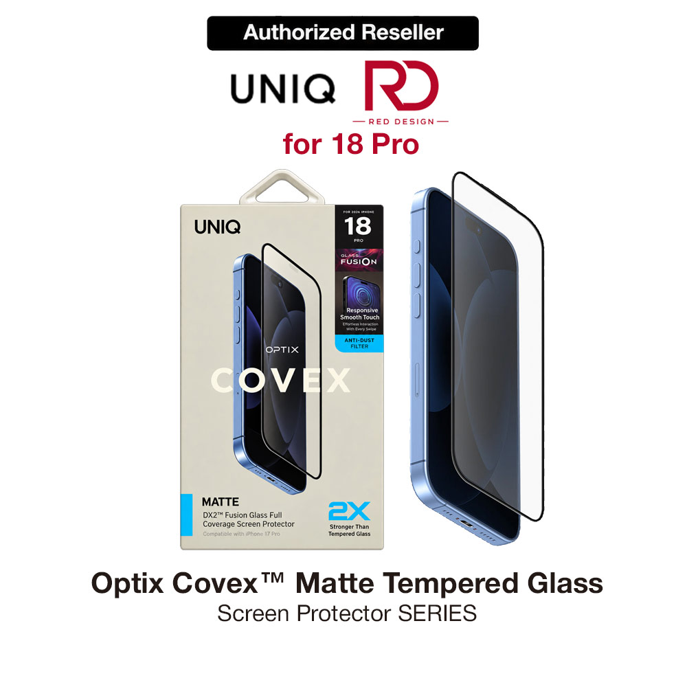 Picture of Uniq Optix Covex Matte Tempered Glass Screen Protector for iPhone 18 Pro - Matte Apple iPhone 18 Pro- Apple iPhone 18 Pro Cases, Apple iPhone 18 Pro Covers, iPad Cases and a wide selection of Apple iPhone 18 Pro Accessories in Malaysia, Sabah, Sarawak and Singapore 