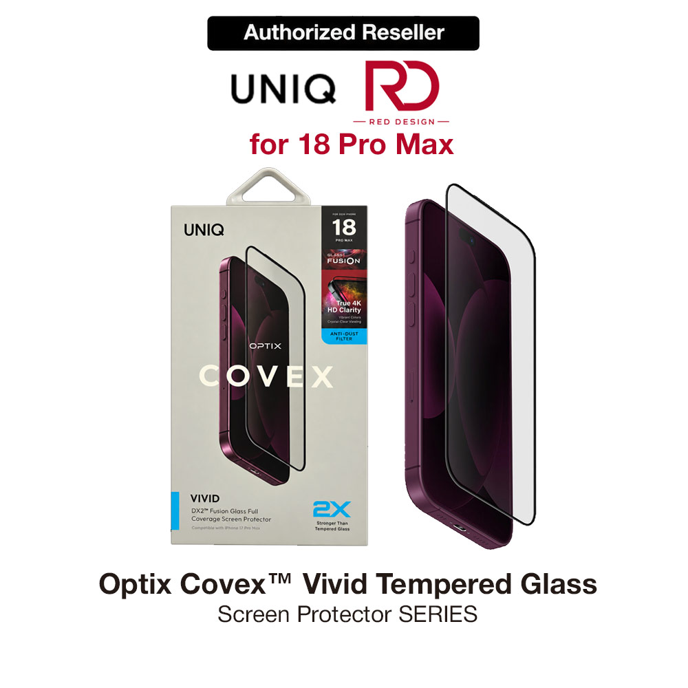 Picture of Uniq Optix Covex Vivid Tempered Glass Screen Protector for iPhone 18 Pro Max - Clear Apple iPhone 18 Pro Max- Apple iPhone 18 Pro Max Cases, Apple iPhone 18 Pro Max Covers, iPad Cases and a wide selection of Apple iPhone 18 Pro Max Accessories in Malaysia, Sabah, Sarawak and Singapore 