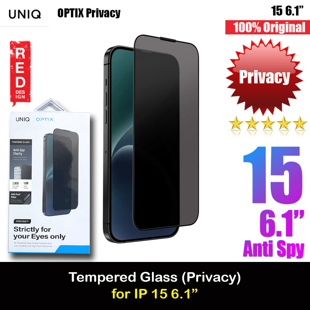Picture of Uniq Optix Privacy Anti View Anti Peep 2.85D Tempered Glass Screen Protector with Installation Helper Kit for iPhone 15 6.1 (Privacy) Apple iPhone 15 6.1- Apple iPhone 15 6.1 Cases, Apple iPhone 15 6.1 Covers, iPad Cases and a wide selection of Apple iPhone 15 6.1 Accessories in Malaysia, Sabah, Sarawak and Singapore 
