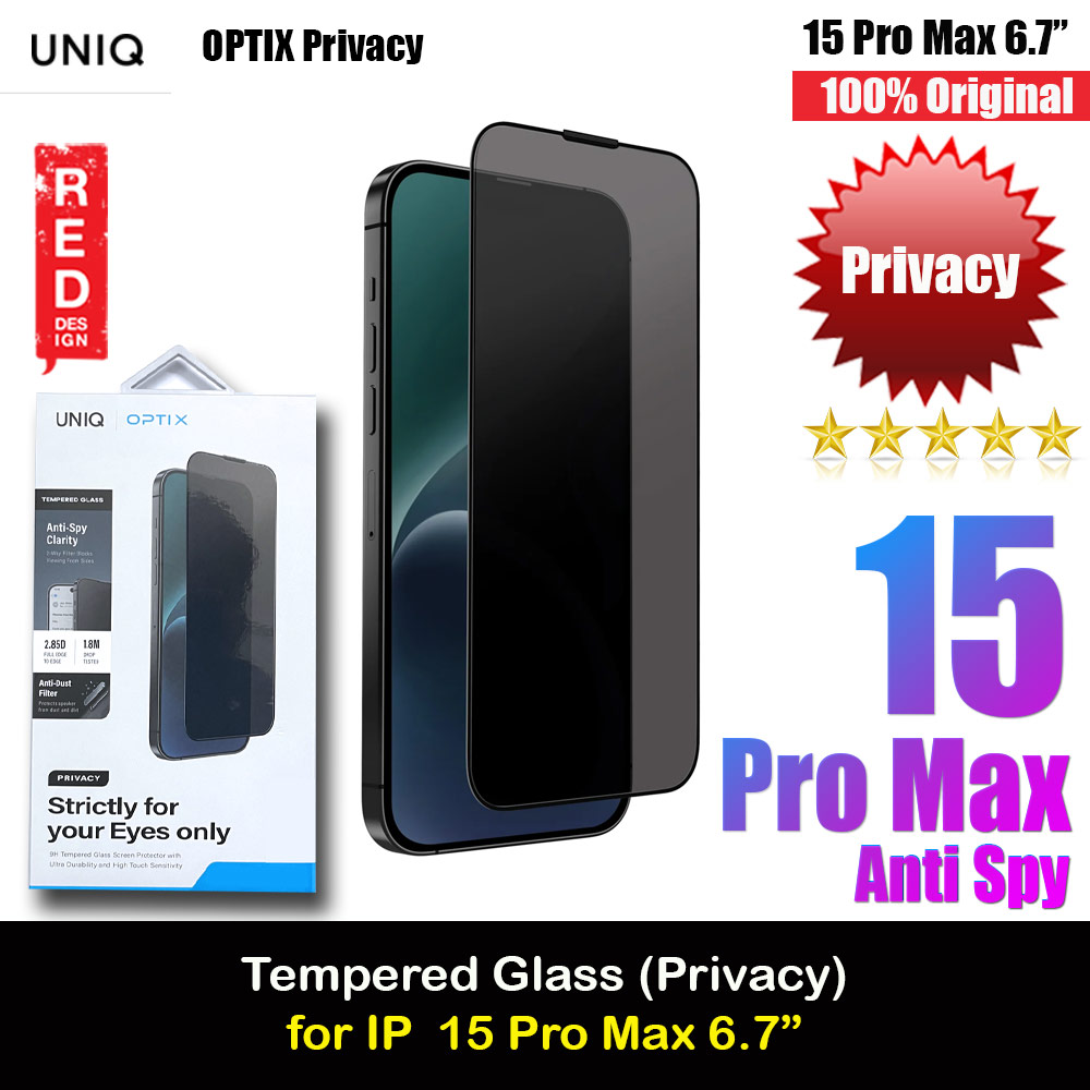 Picture of Uniq Optix Privacy Anti View Anti Peep 2.85D Tempered Glass Screen Protector with Installation Helper Kit for iPhone 15 Pro Max 6.7 (Privacy) Apple iPhone 15 Pro Max 6.7- Apple iPhone 15 Pro Max 6.7 Cases, Apple iPhone 15 Pro Max 6.7 Covers, iPad Cases and a wide selection of Apple iPhone 15 Pro Max 6.7 Accessories in Malaysia, Sabah, Sarawak and Singapore 