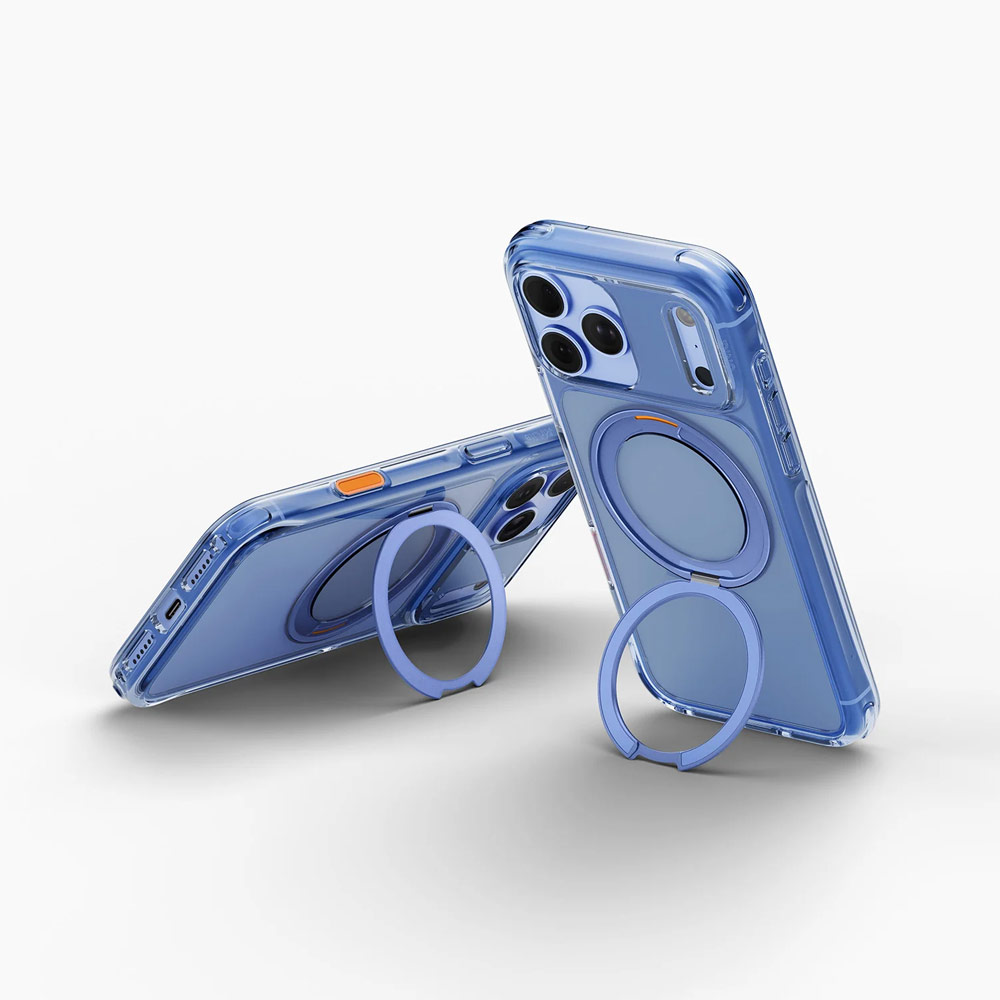 Picture of Apple iPhone 18 Pro Max Case | Uniq Swivix 360 Rotating Kickstand Magnetic Drop Protection Case with Camera Control Button for iPhone 18 Pro Max  - Polar Blue