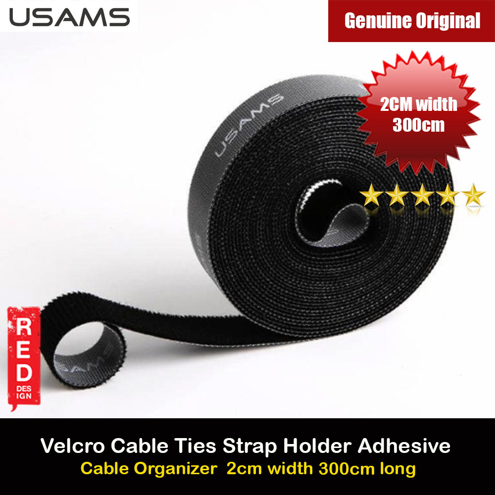 Picture of USAMS Cable Management Winder Velcro hook and loop fastener free cut strap strong velcro Strap Cable Ties Strap Holder Adhesive Cable Organizer (2cm width Black 300cm) Red Design- Red Design Cases, Red Design Covers, iPad Cases and a wide selection of Red Design Accessories in Malaysia, Sabah, Sarawak and Singapore 