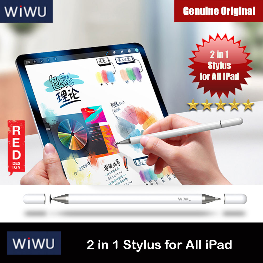 Picture of WIWU 2 in 1 Capacitive Touch Pen Stylus for iPads iPad Pro Tablets (White) Red Design- Red Design Cases, Red Design Covers, iPad Cases and a wide selection of Red Design Accessories in Malaysia, Sabah, Sarawak and Singapore 