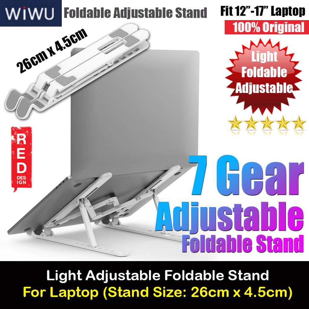 Picture of Wiwu Easy Carry Portable Adjustable Angle Height Foldable Easy Travel Carry Stable Anti Slip ABS Laptop Stand for 12" 13" 14" 15" Apple MacBook Pro Laptops Notebook (White) Red Design- Red Design Cases, Red Design Covers, iPad Cases and a wide selection of Red Design Accessories in Malaysia, Sabah, Sarawak and Singapore 