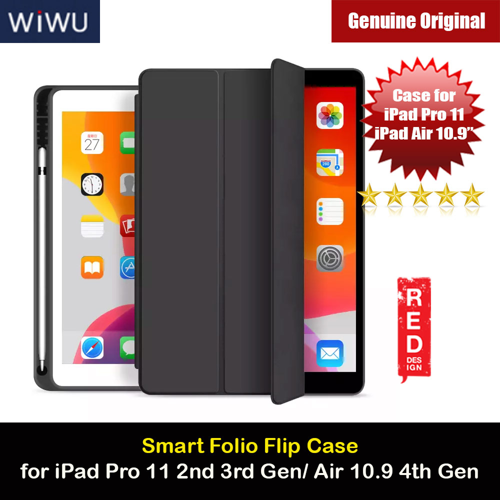 Picture of Wiwu Smart Folio Protection Flip and Standable Case with Integrated Pencil Holder for Apple iPad Pro 11 3rd Gen  2021 2nd Gen 2020 iPad Air 10.9 4th Gen 2020 (Black) Apple iPad Air 10.9 2020- Apple iPad Air 10.9 2020 Cases, Apple iPad Air 10.9 2020 Covers, iPad Cases and a wide selection of Apple iPad Air 10.9 2020 Accessories in Malaysia, Sabah, Sarawak and Singapore 