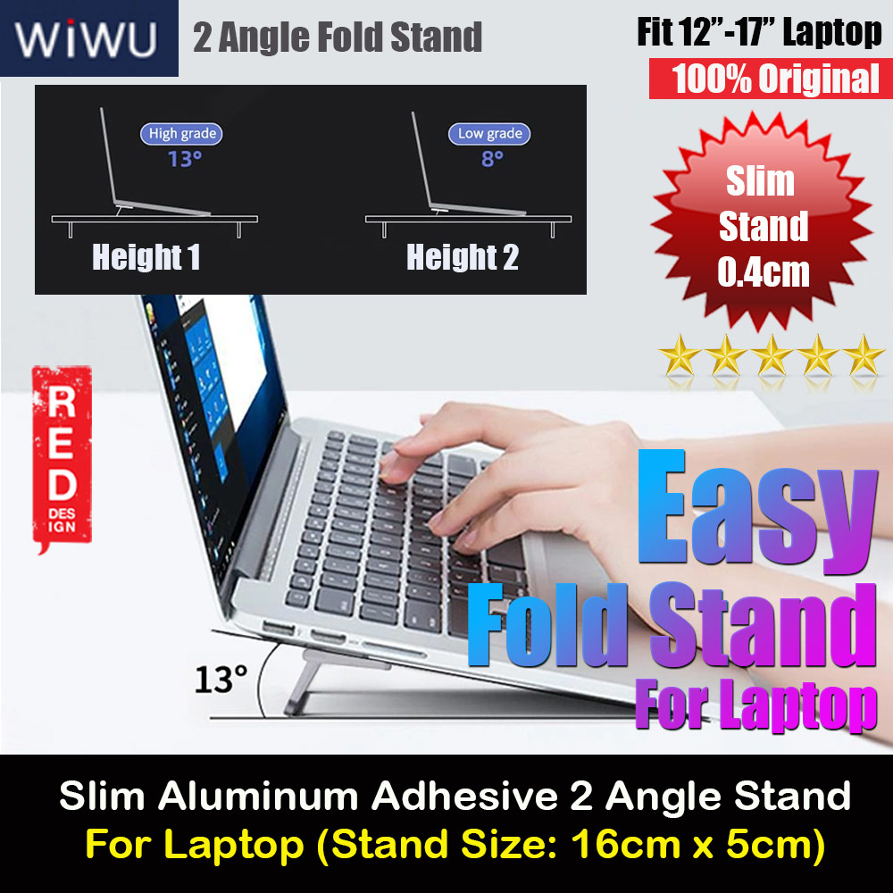 Picture of Wiwu Ultra Thin Slim Adhesive Portable Easy Travel Aluminum Foldable Laptop Stand for 12" 13" 14" 15" Apple MacBook Pro Laptops Notebook (Silver) Red Design- Red Design Cases, Red Design Covers, iPad Cases and a wide selection of Red Design Accessories in Malaysia, Sabah, Sarawak and Singapore 