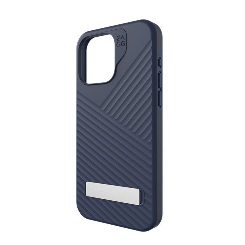 Picture of Apple iPhone 15 Pro 6.1 Case | Zagg Denali Snap Kickstand Magnetic Dual Layer Drop Protection Case for iPhone 15 Pro 6.1 (Blue)