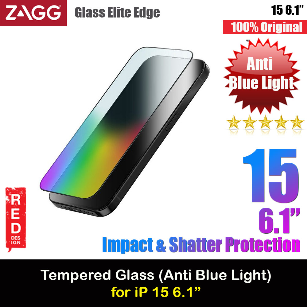 Picture of Apple iPhone 15 6.1 Screen Protector | Zagg Glass Elite Edge RPF30 VG AM Tempered Glass Screen Protector with Easy Installation Tray for iPhone 15 6.1 (Anti Blue)