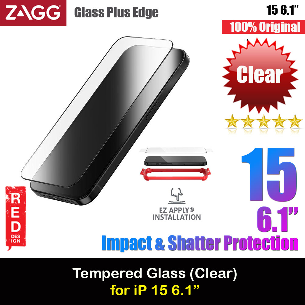 Picture of Apple iPhone 15 6.1 Screen Protector | Zagg Glass Plus Edge Tempered Glass Screen Protector with Easy Installation Tray for iPhone 15 6.1 (Clear)