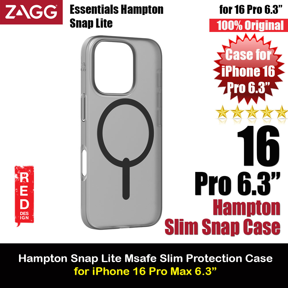 Picture of Apple iPhone 16 Pro 6.3 Case | Zagg Essentials Hampton Snap Lite Magnetic Super Slim Case for iPhone 16 Pro 6.3 (Smoke Black)