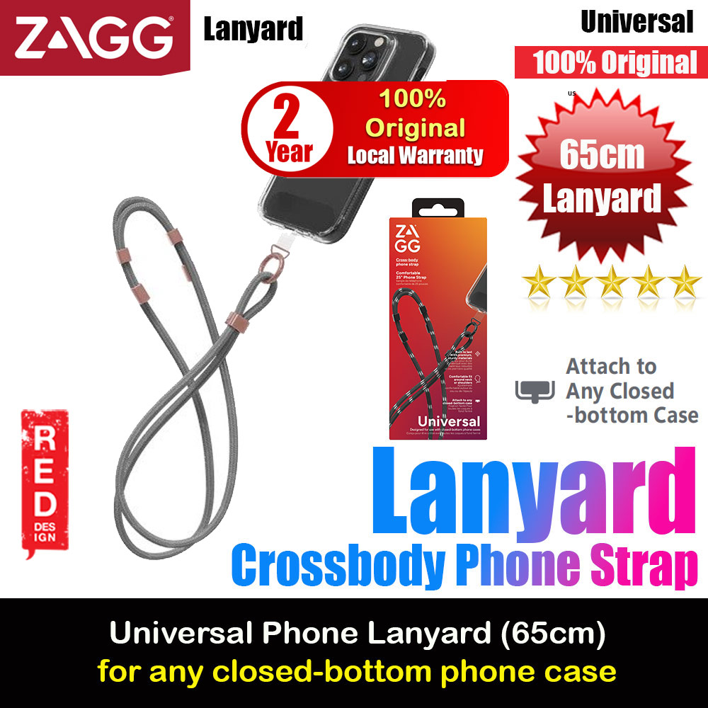 Picture of Zagg Crossbody Lanyard Shoulder Holder Link Strap 120cm for any closed-bottom phone case (Solid Gray) Red Design- Red Design Cases, Red Design Covers, iPad Cases and a wide selection of Red Design Accessories in Malaysia, Sabah, Sarawak and Singapore 