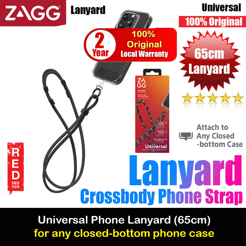 Picture of Zagg Crossbody Lanyard Shoulder Holder Link Strap 120cm for any closed-bottom phone case (Solid Black) Red Design- Red Design Cases, Red Design Covers, iPad Cases and a wide selection of Red Design Accessories in Malaysia, Sabah, Sarawak and Singapore 
