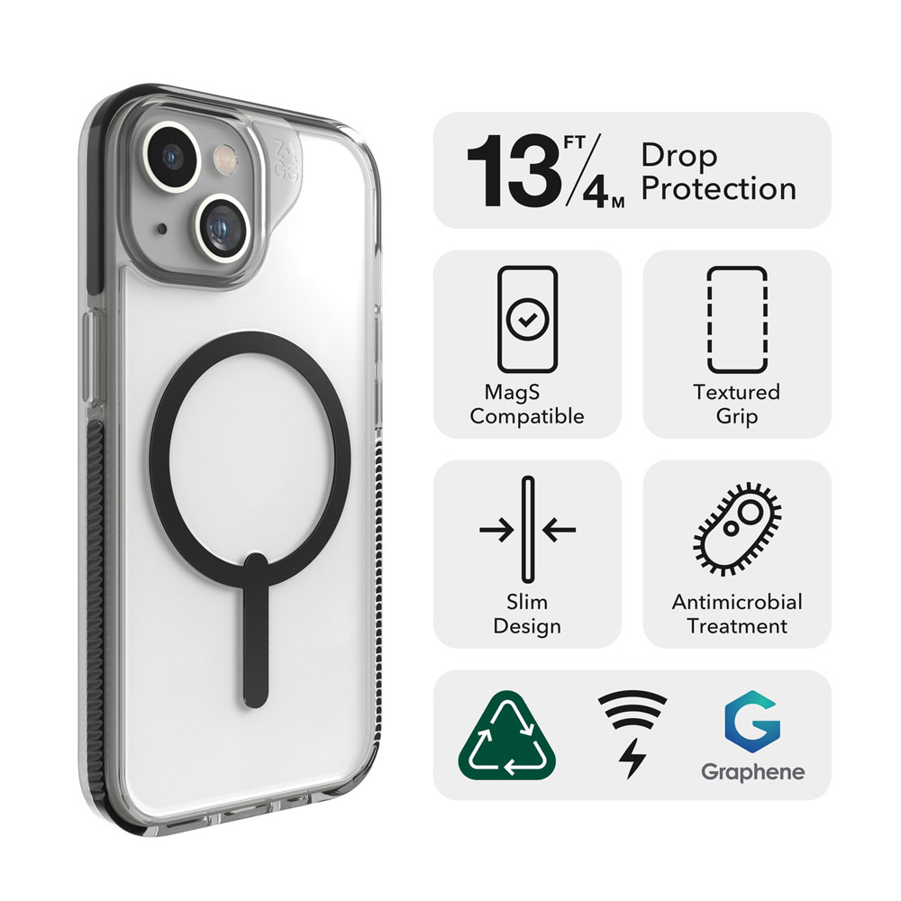 Picture of Apple iPhone 15 6.1 Case | Zagg Santa Cruz Snap Magnetic Slim Lightweight Non Slip Drop Protection Case for iPhone 15 6.1 (Blue)