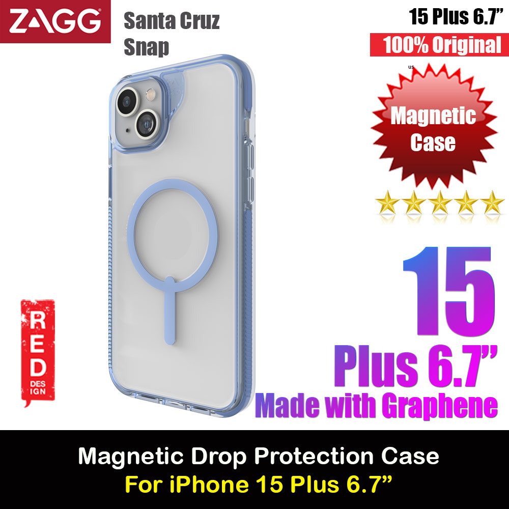 Picture of Apple iPhone 15 Plus 6.7 Case | Zagg Santa Cruz Snap Magnetic Slim Lightweight Non Slip Drop Protection Case for iPhone 15 Plus 6.7 (Blue)